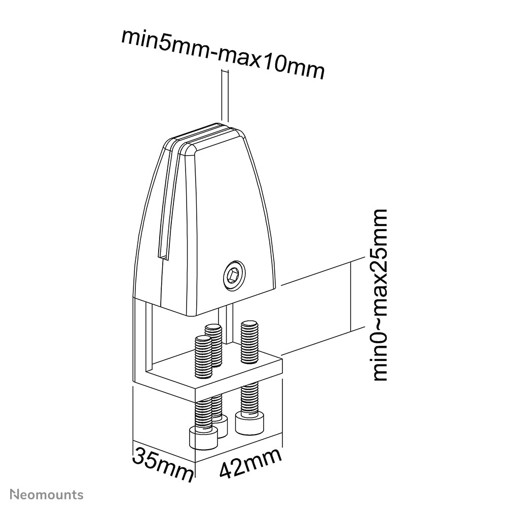 Neomounts Klemmen-Set – weiss, für Tischplatten 8–25 mm, 2er-Set