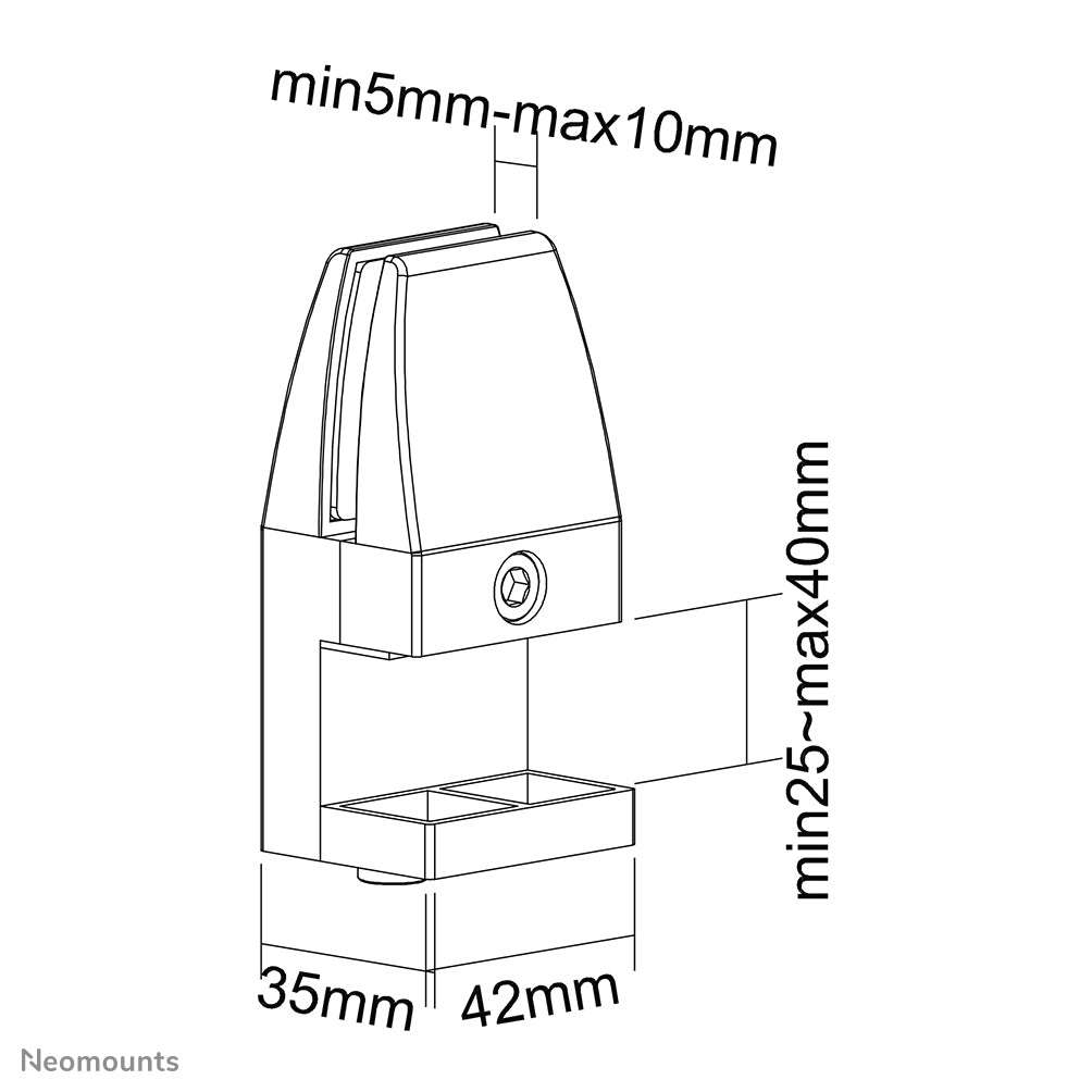 Neomounts Tischklemme – für Tisch/Bank – Klemme – Schwarz – Aluminium – Klemmbereich 0–50 mm