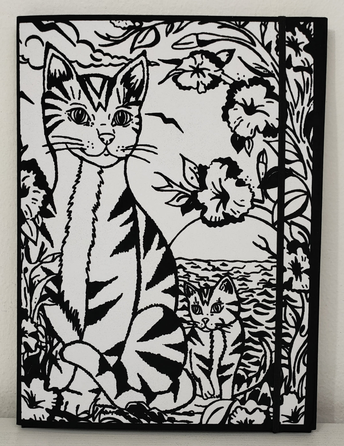 Tataruga Dokumentenmappe Samtbild B4 – Blumen und Schmetterling, Papier mit Samtapplikation