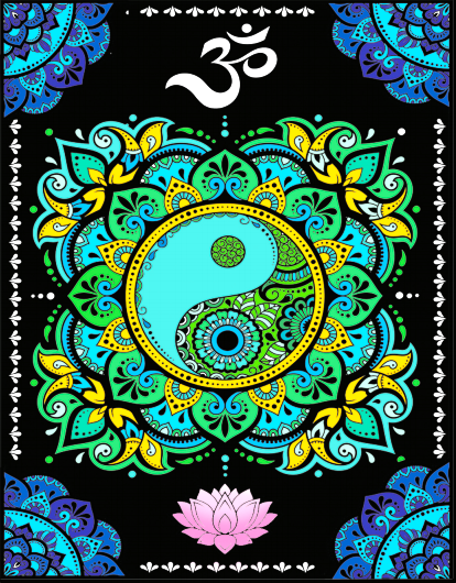 Tataruga Samtbild zum Ausmalen Mandala Yin Yang – A3 – für Marker, Farbstifte & Aquarell