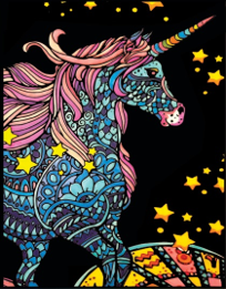 Tataruga Samtbild zum Ausmalen Einhorn – A4 – 1 Seite – für Marker, Farbstifte & Aquarell