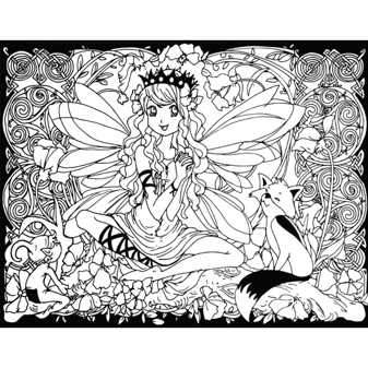 Tataruga Samtbildkarte – Manga Fee – A4 – für Filzstifte, Buntstifte & Aquarell – mit Samt, saugfähig