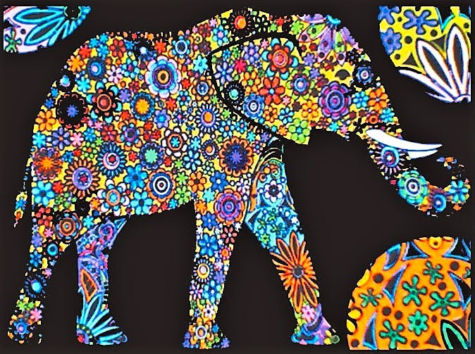 Tataruga Samtbild zum Ausmalen Elefant – A3 – für Filzstifte, Buntstifte & Aquarell