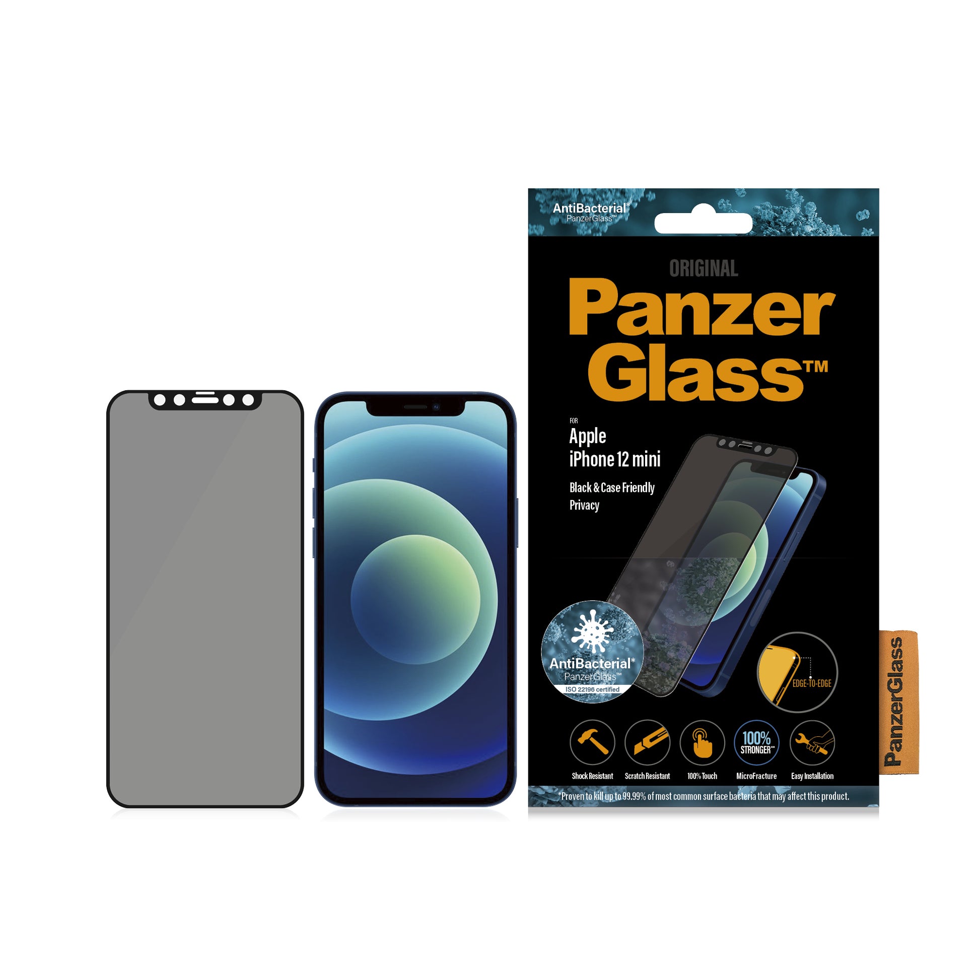 PanzerGlass Displayschutzglas – für Apple iPhone 12 mini, kratzresistent, fettabweisend, Hartglas