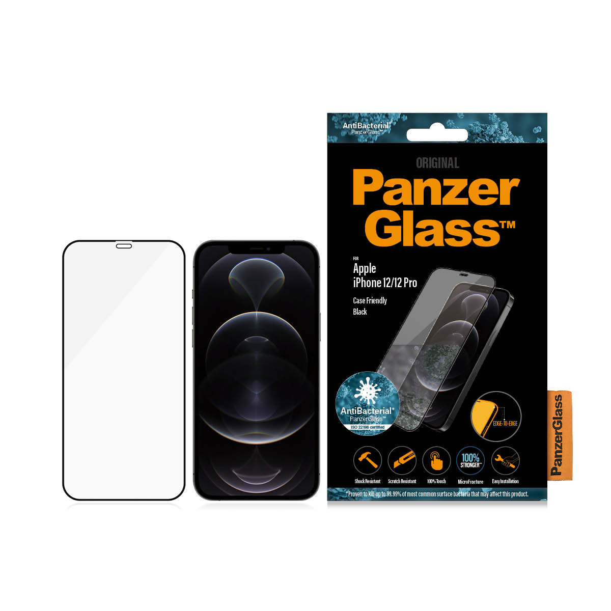 PanzerGlass Displayschutzglas – für Apple iPhone 12/12 Pro, Hartglas, Transparent – 1er-Pack