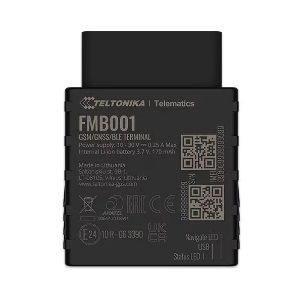 Teltonika FMB001 – 2G Tracker, Single SIM, Akku 170 mAh, Mikro-USB, IP41, Schwarz