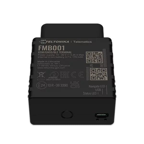 Teltonika FMB001 – 2G Tracker, Single SIM, Akku 170 mAh, Mikro-USB, IP41, Schwarz
