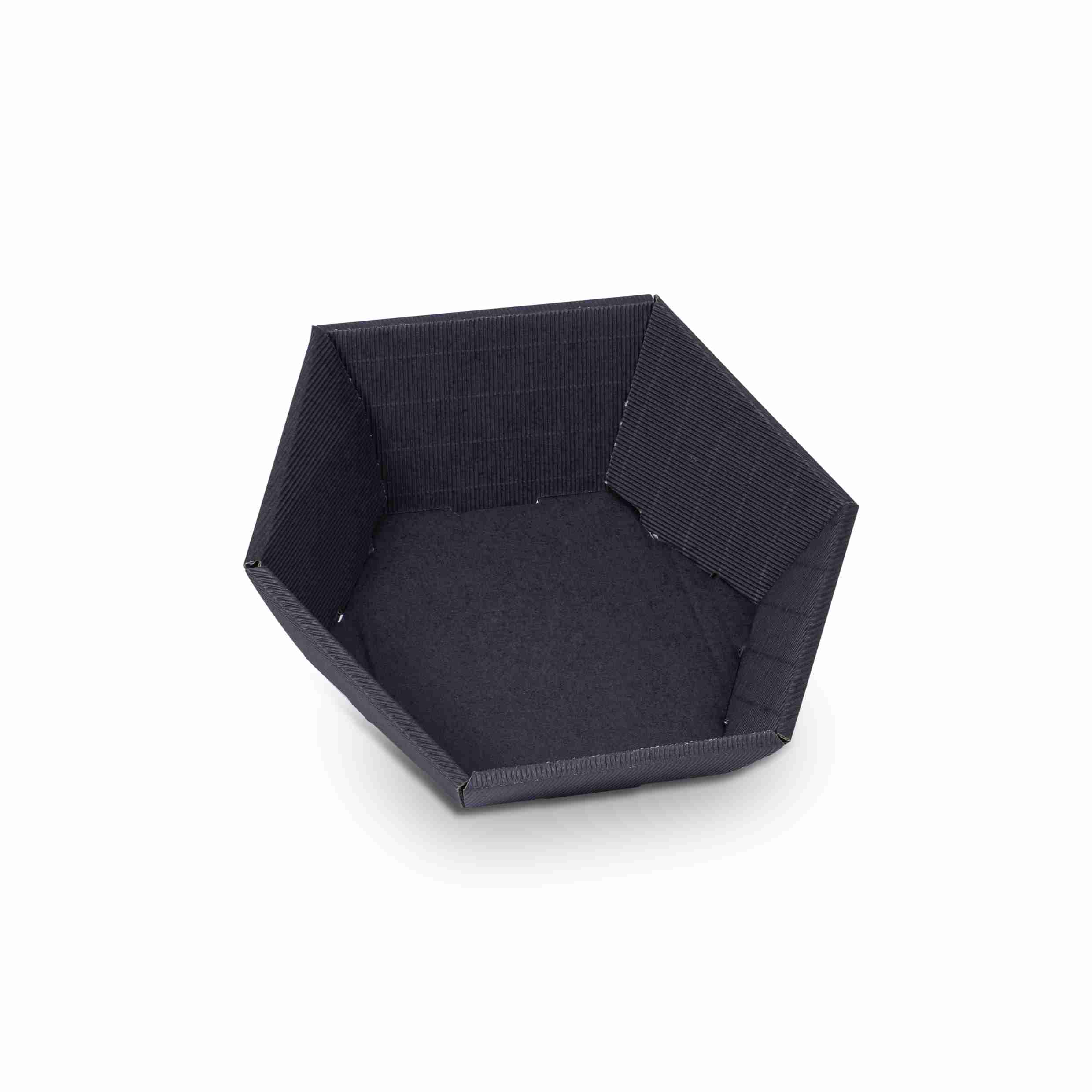 Model Geschenkkorb Wellpappe schwarz – Innenmass 290 × 60 × 270 mm – 1 Stk., ab 20 Stk.
