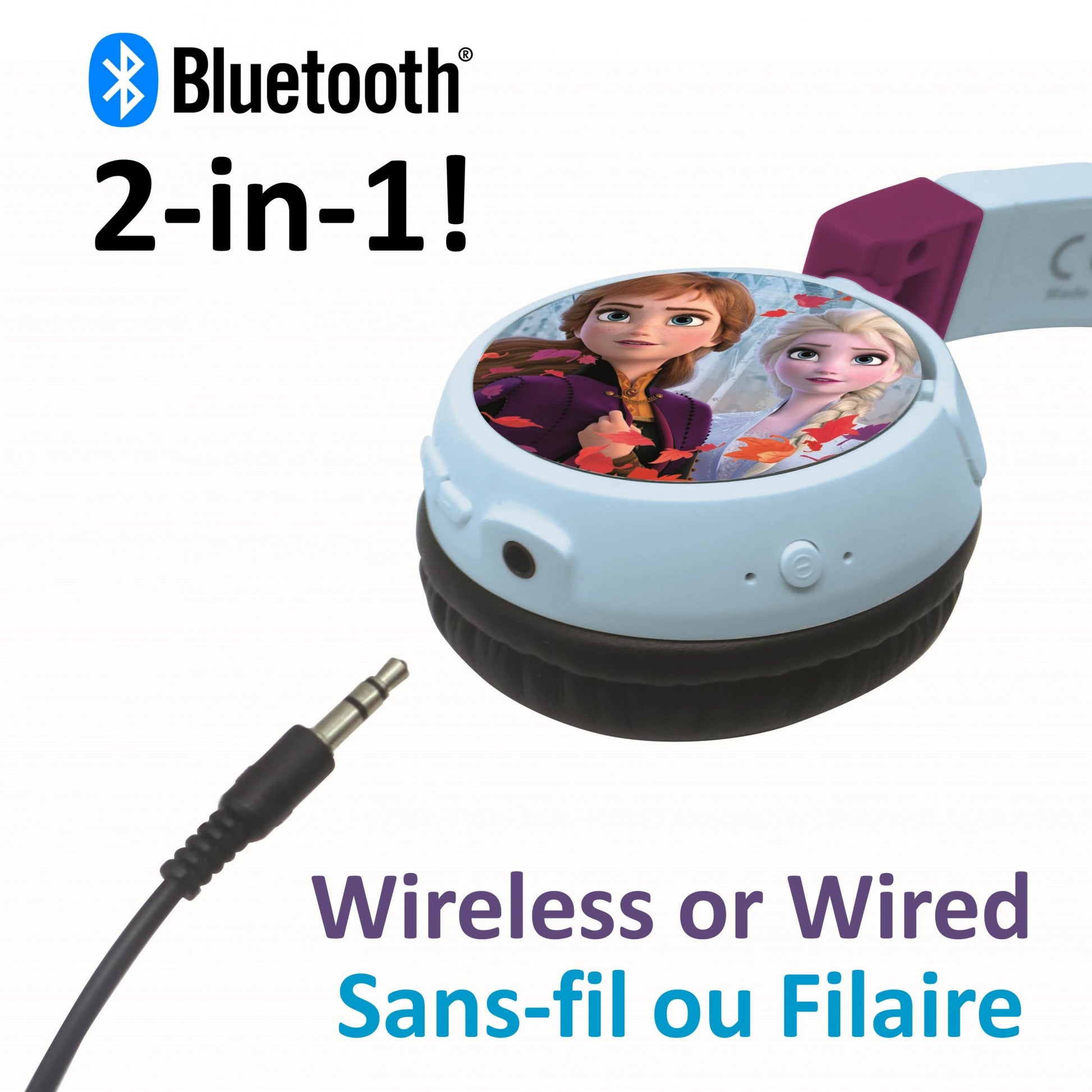Lexibook HPBT010FZ Kinderkopfhörer – On-Ear, Stereo, Kabel + BT, 85 dB Lautstärke-Limit, Mehrfarbig, BT 5.0