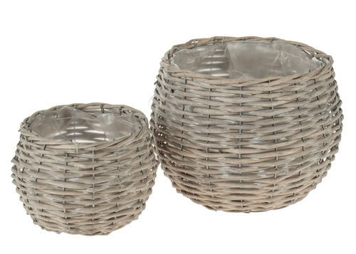 Opiflor Korb-Pflanzer – 2-teilig: Ø 23 × 21 cm & Ø 17 × 15 cm – Weide, mehrfarbig