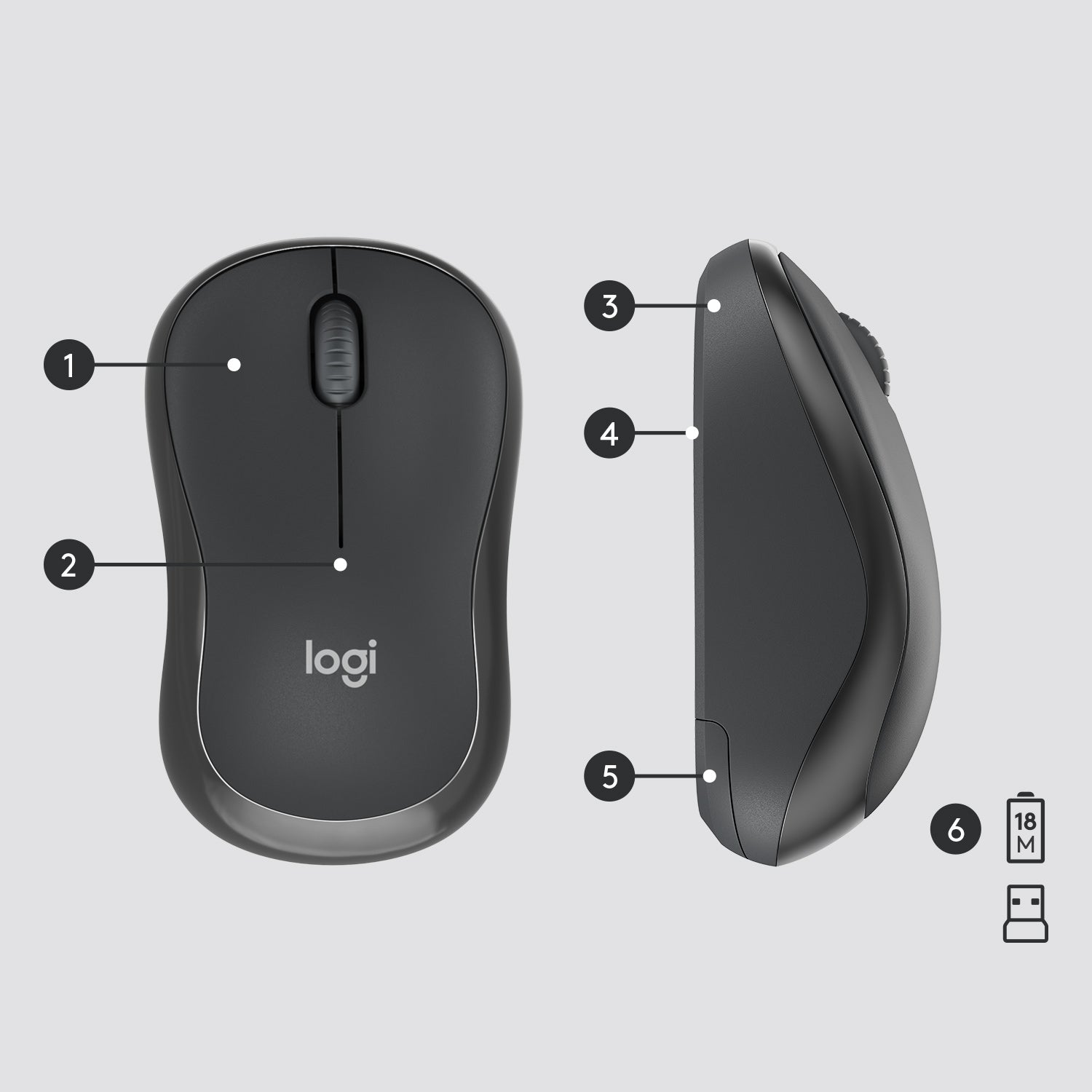 Logitech MK295 Silent – Tastatur-Maus-Set – 2,4 GHz USB-A (Nano-Empfänger) – QWERTY (US-INT) – Graphit
