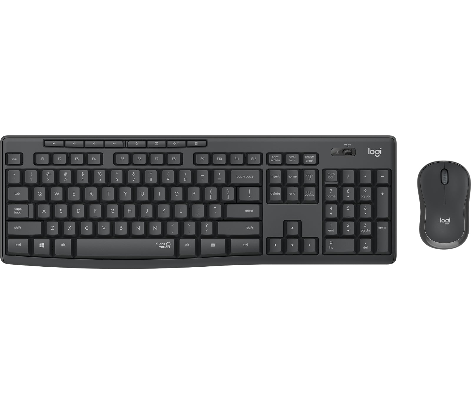 Logitech MK295 – Tastatur-Maus-Set – 2,4 GHz USB-A (Nano-Empfänger) – QWERTZ (DE) – Silent – Graphit