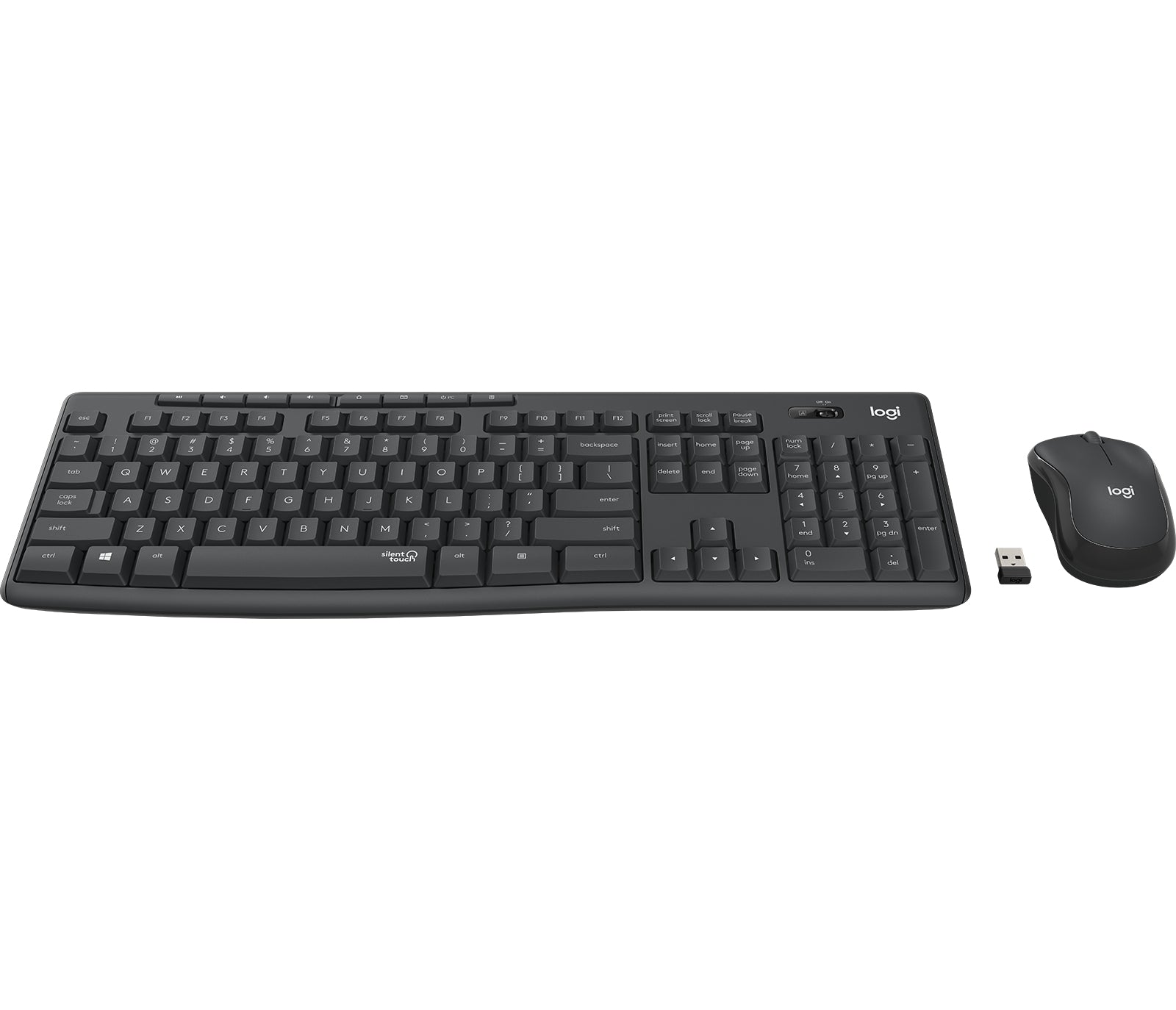 Logitech MK295 – Tastatur-Maus-Set – 2,4 GHz USB-A (Nano-Empfänger) – QWERTZ (DE) – Silent – Graphit