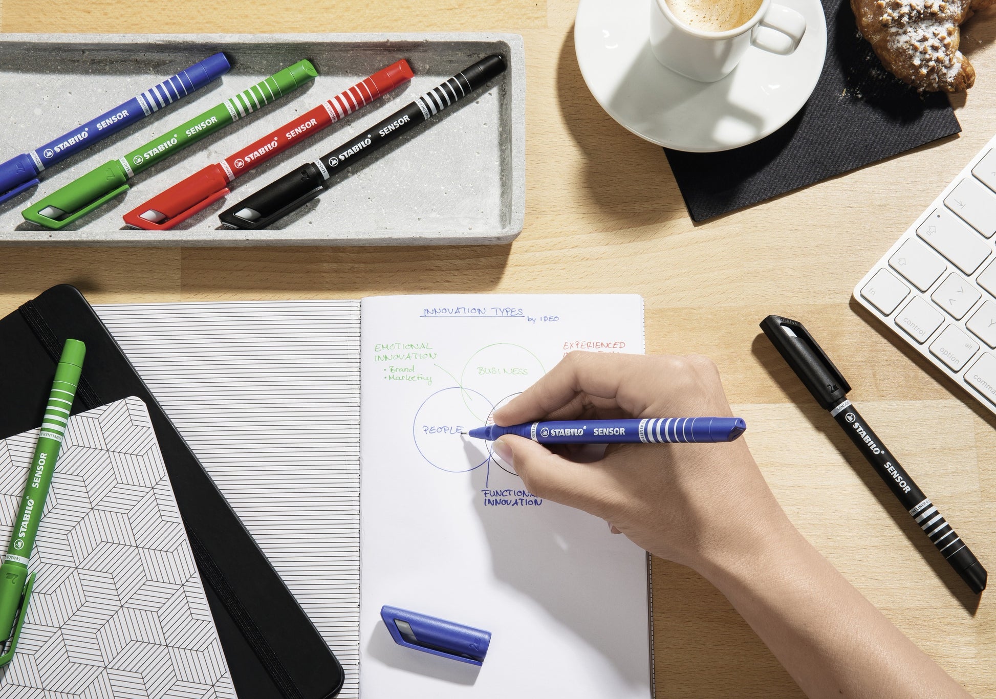 STABILO Sensor F Fineliner – 4er-Set 0,3 mm – 4 Farben, sortiert