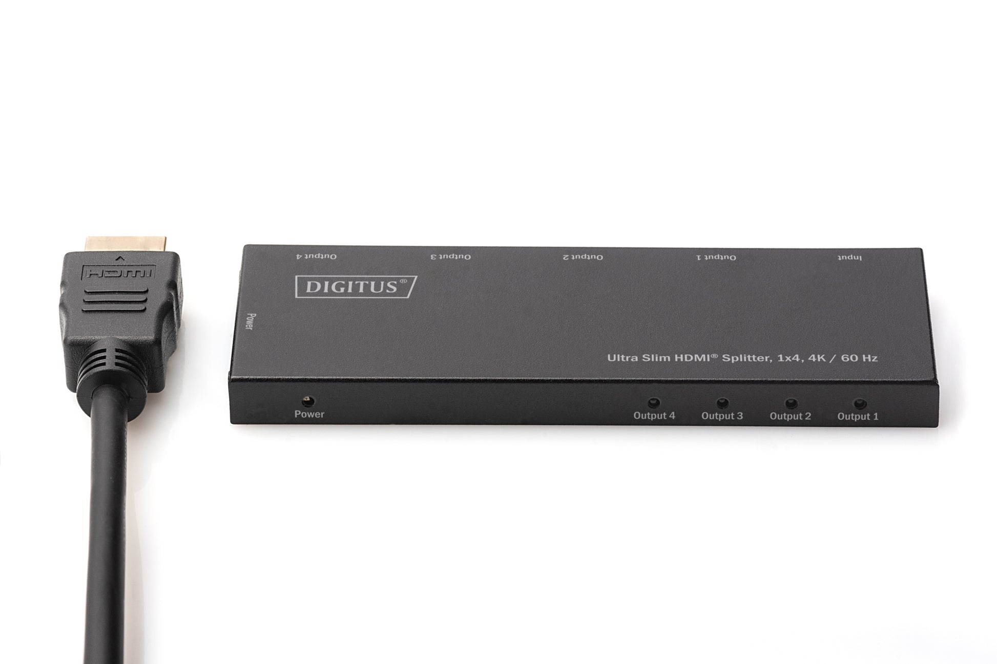 Digitus Ultra Slim – HDMI-Splitter 1×4 – 4K UHD, 60 Hz, HDMI 1.4 – Schwarz, Metallgehäuse