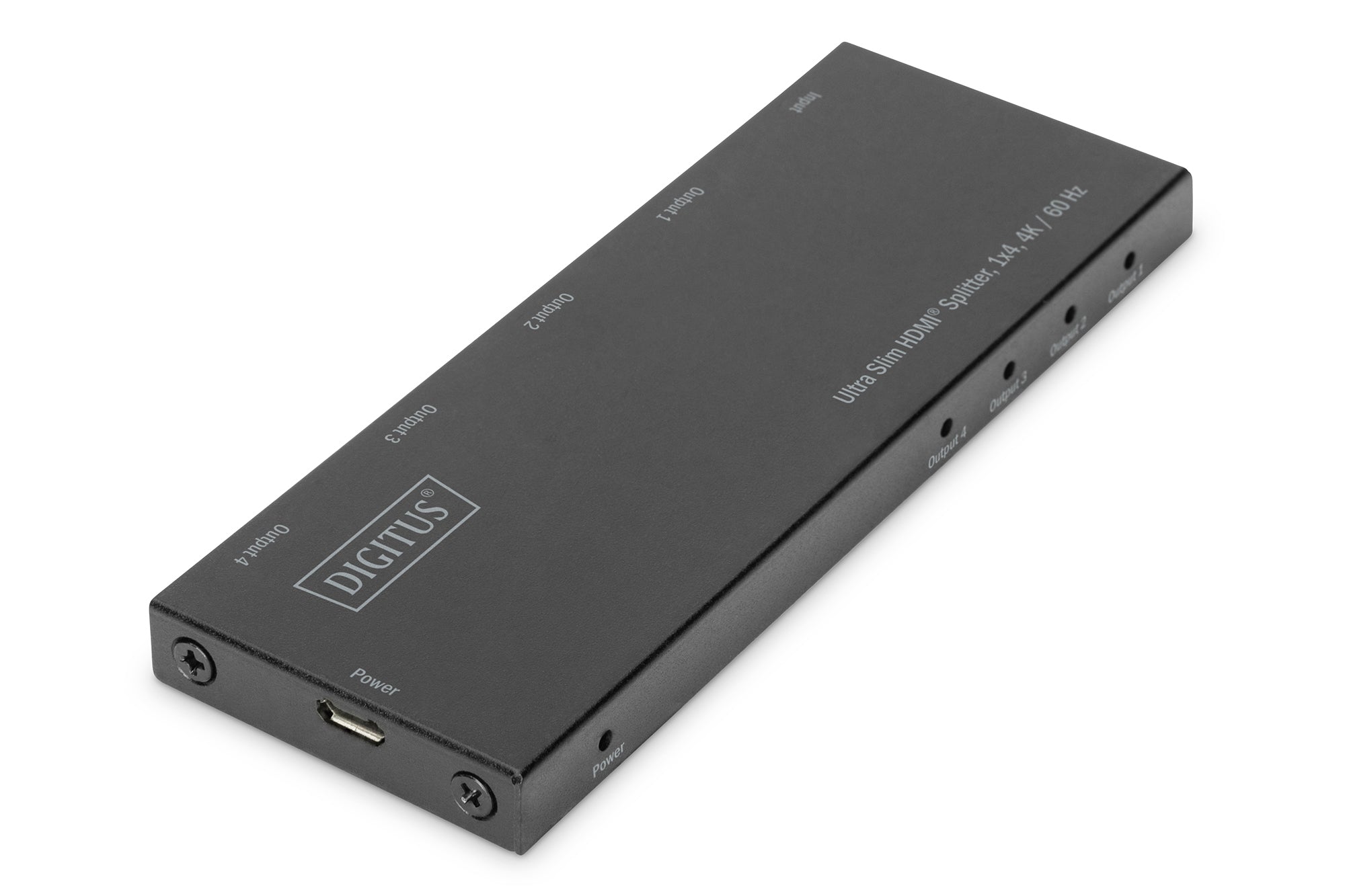 Digitus Ultra Slim – HDMI-Splitter 1×4 – 4K UHD, 60 Hz, HDMI 1.4 – Schwarz, Metallgehäuse