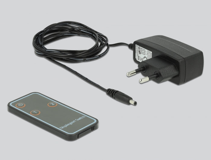 DeLOCK DisplayPort-Switch/Verteiler, 2×2, Fernbedienung, Schwarz