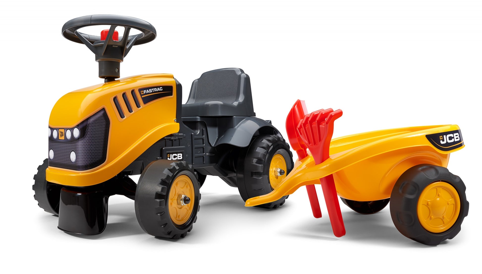 Falk 215C Aufsitztraktor mit Anhänger – 91,0 × 37,0 × 34,0 cm – gelb/schwarz – ab 1 Jahr
