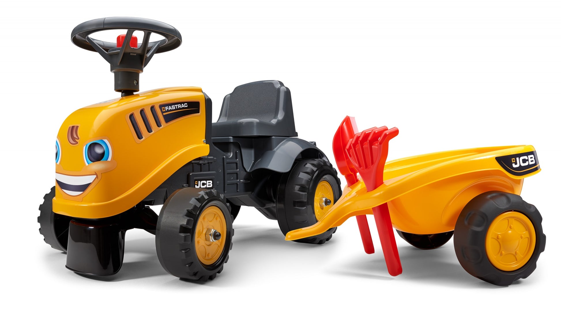 Falk 215C Aufsitztraktor mit Anhänger – 91,0 × 37,0 × 34,0 cm – gelb/schwarz – ab 1 Jahr