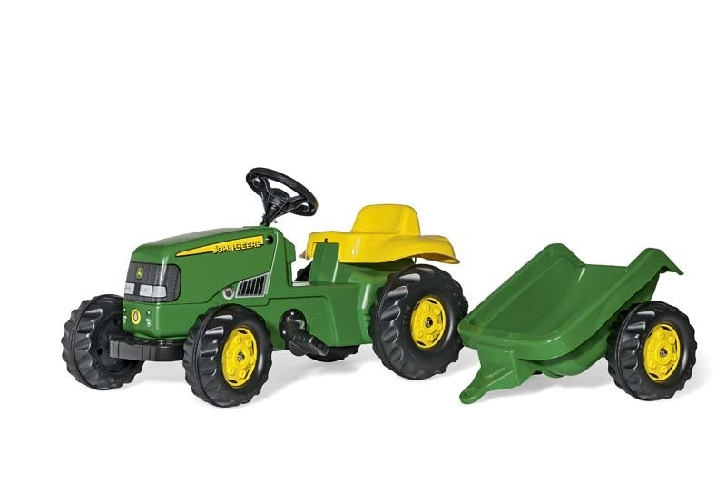 rolly toys Traktor John Deere – mit Anhänger – 45 × 81,5 × 40 cm – ab 2 Jahren – Kunststoff, Metall – grün/gelb