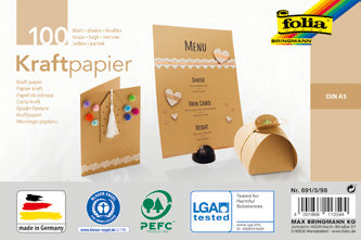 Folia Kraftpapier – Mehrfarbig – A5, 100 Bogen
