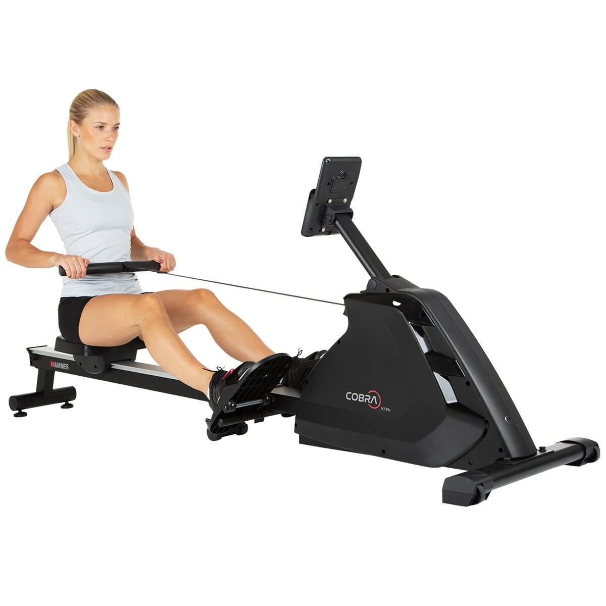 HAMMER Rudergerät Cobra XTR Plus II, 130 kg, 232 × 55 × 75 cm – Schwarz