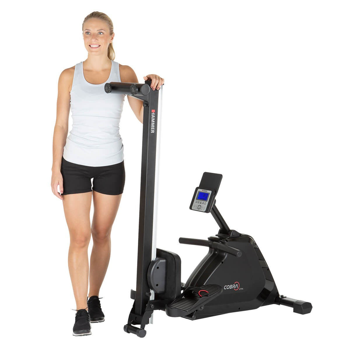 HAMMER Rudergerät Cobra XTR Plus II, 130 kg, 232 × 55 × 75 cm – Schwarz