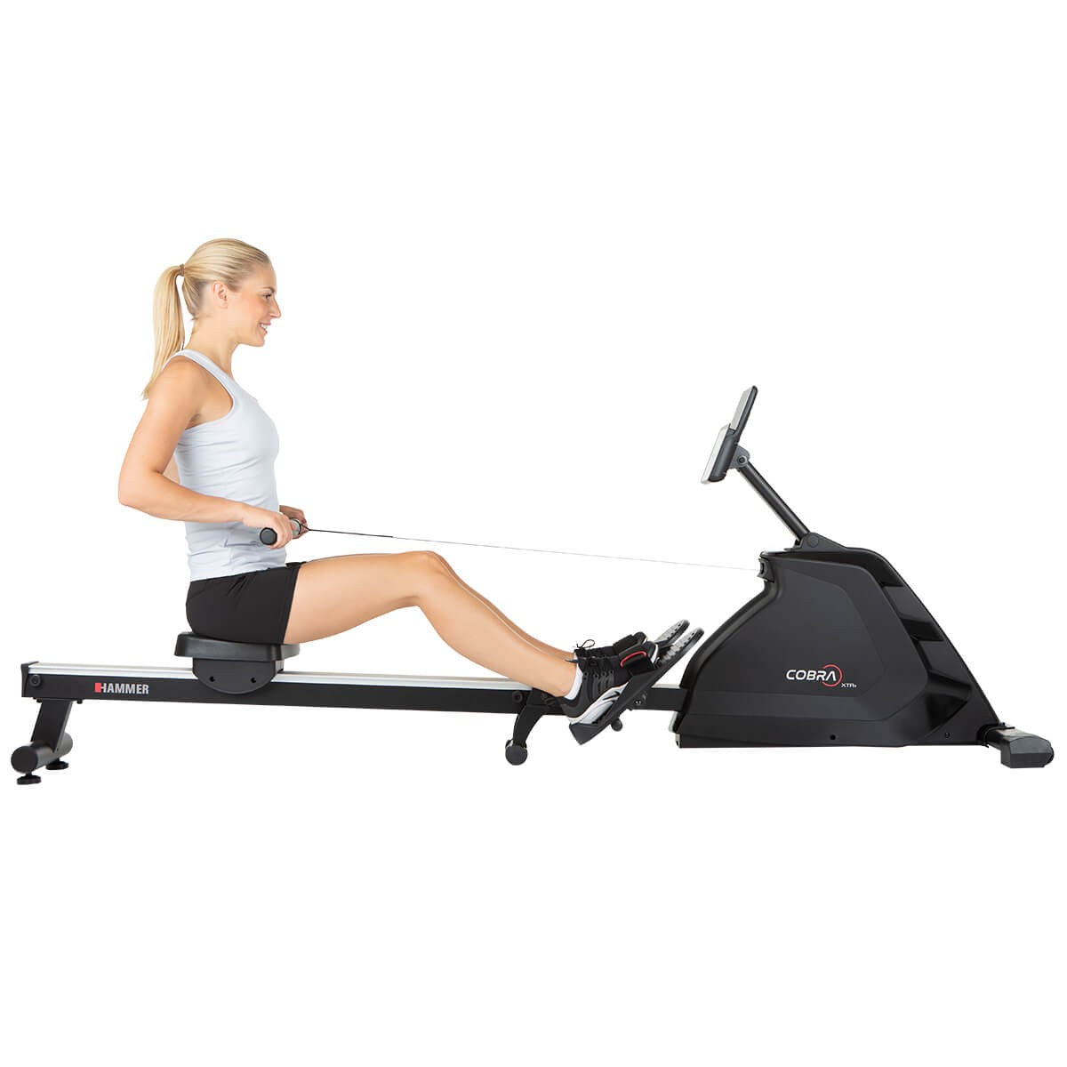 HAMMER Rudergerät Cobra XTR Plus II, 130 kg, 232 × 55 × 75 cm – Schwarz