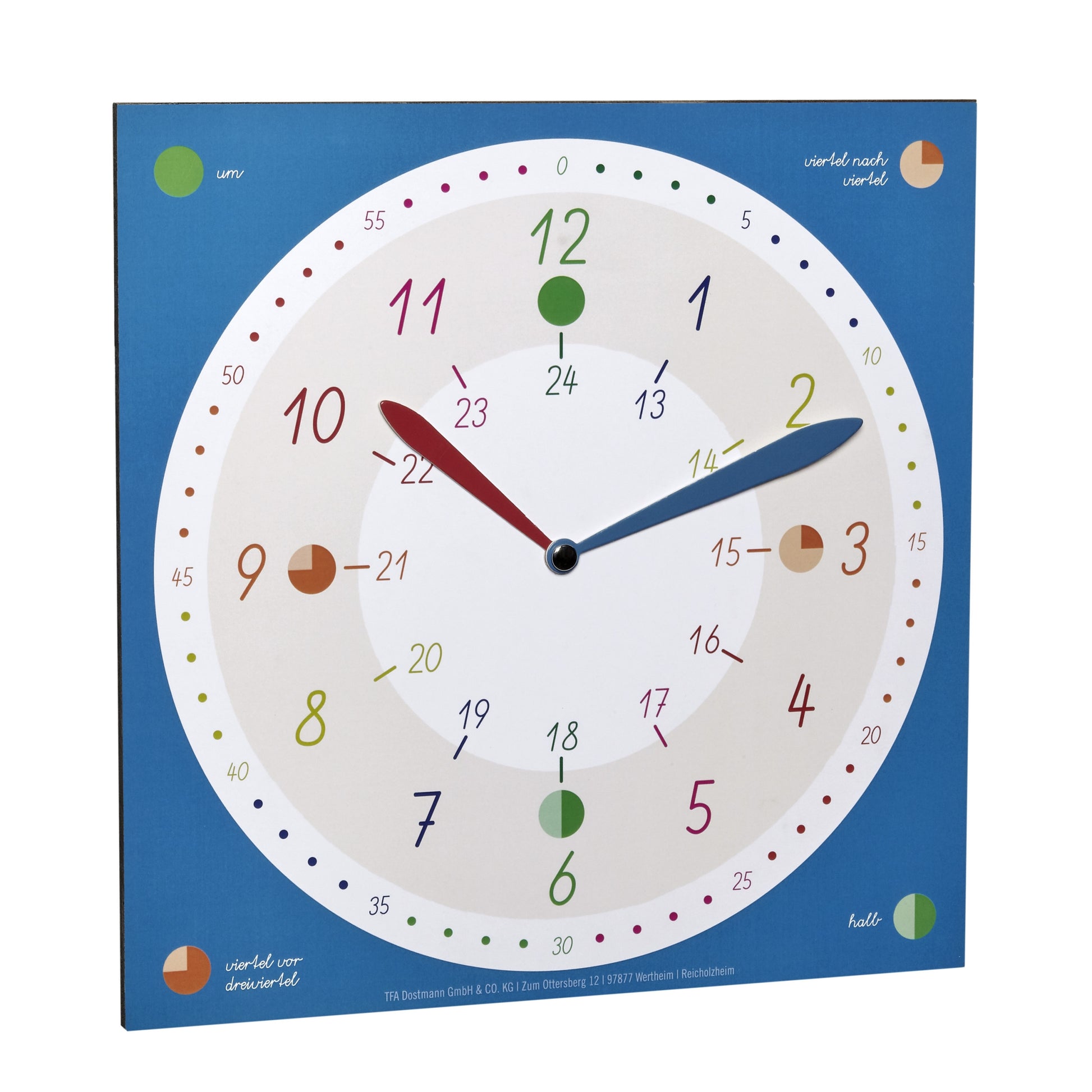 TFA-Dostmann TFA Dostmann Wanduhr – Analog, Ø 30,8 cm, Blau