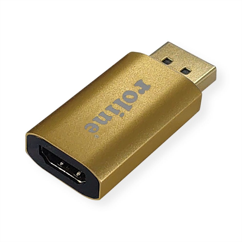 ROLINE GOLD Adapter DisplayPort zu HDMI – 4K (3840 × 2160) @ 60 Hz, DisplayPort 1.2, aktiv, gold