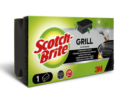 3M Schwamm – Schaumstoff, 13 × 3,8 × 7 cm, schwarz, für Grills, Ofenroste und Gehwegplatten, 1 Stk.
