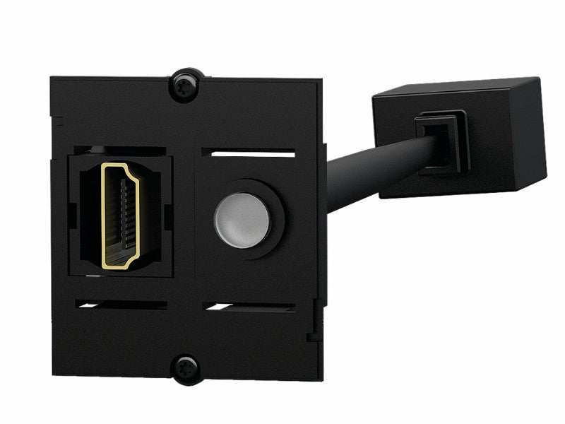 Bachmann Custom Modul, 1×HDMI-Einbaukupplung auf HDMI-Stecker 1,0 m, beleuchteter Taster auf RJ11-Stecker 1,0