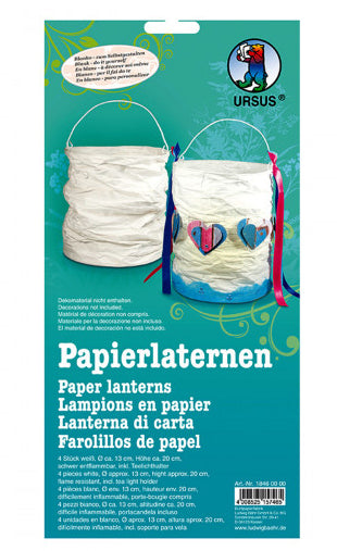 URSUS Papierlaterne, Papier, Ø 13 cm × 19 cm, Set à 6, Weiss