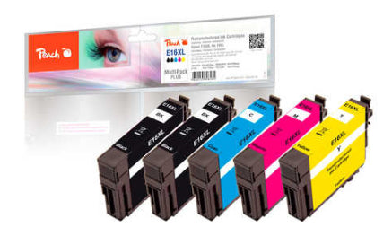 Peach Tintenpatronen-Multipack 16XL, CMYK, XL, 5er-Pack – für Epson WF-2510, WF-2630, WF-2760 und andere