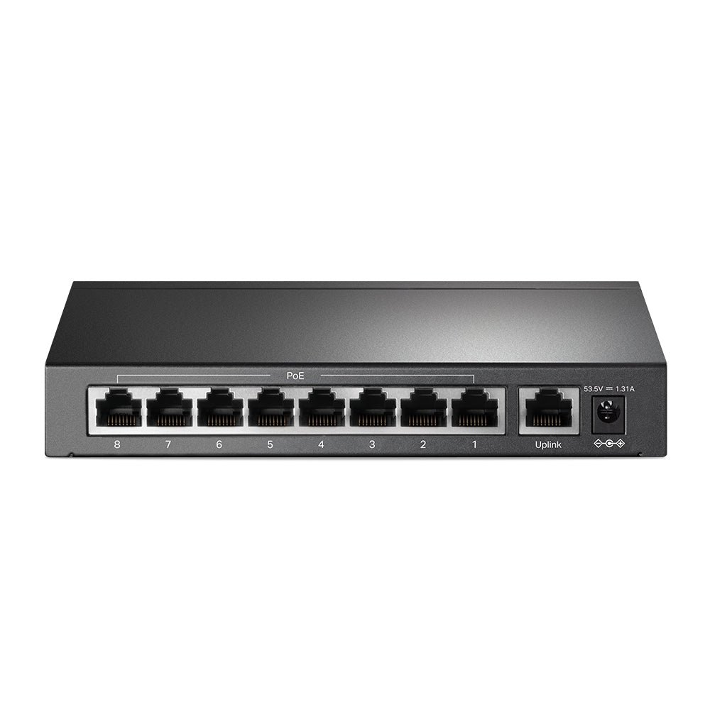 TP-Link TL-SF1009P – Unmanaged Switch – 9× 10/100, 8× PoE+, PoE-Budget 65 W, Desktop