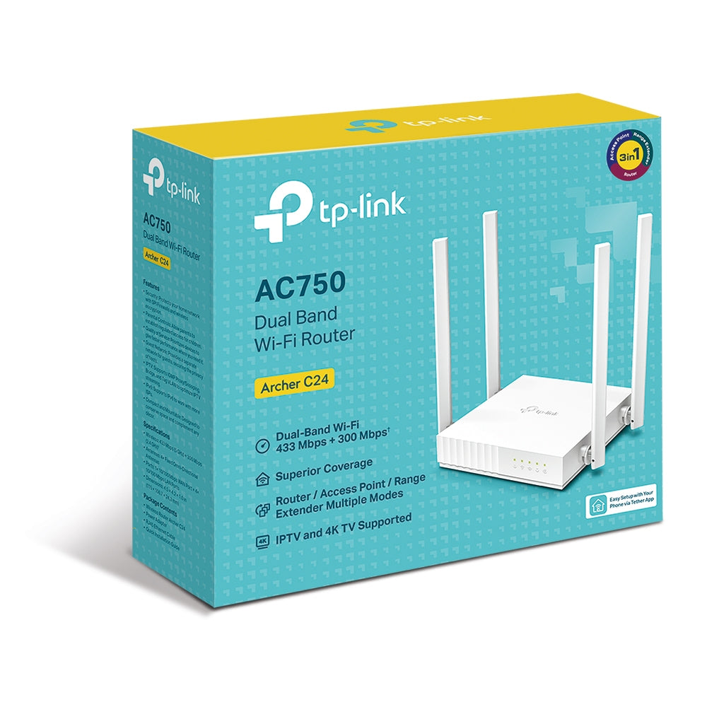 TP-Link ARCHER C24 – WLAN-Router – Wi-Fi 5 Dual-Band (2,4/5 GHz), 433 Mbit/s