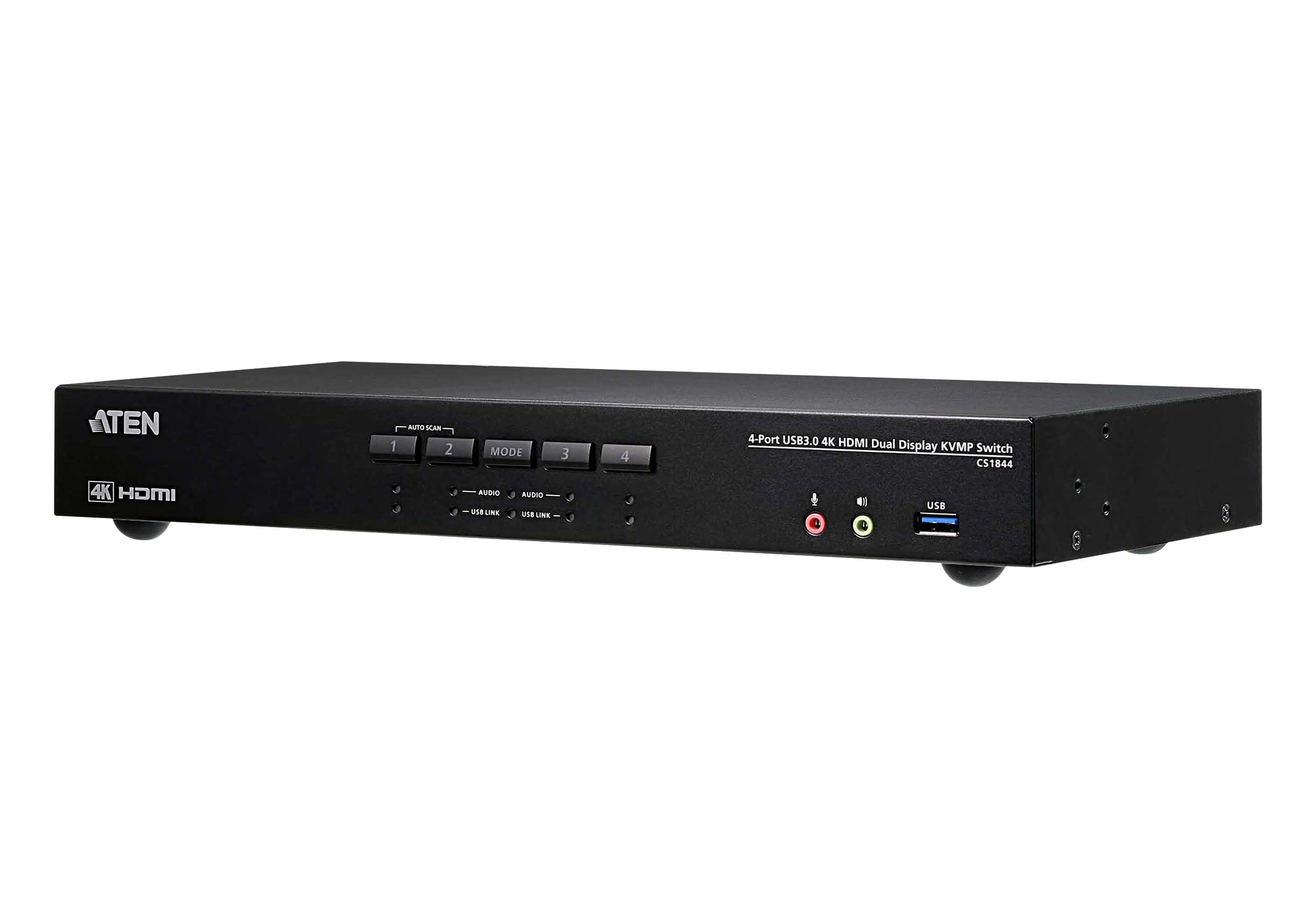 ATEN CS1844 – KVM-Switch (HDMI) – 4-Port Dual-View, 2×HDMI Konsole, USB-Hub 5 Gbit/s, 4K DCI 4096×2160 bei 60