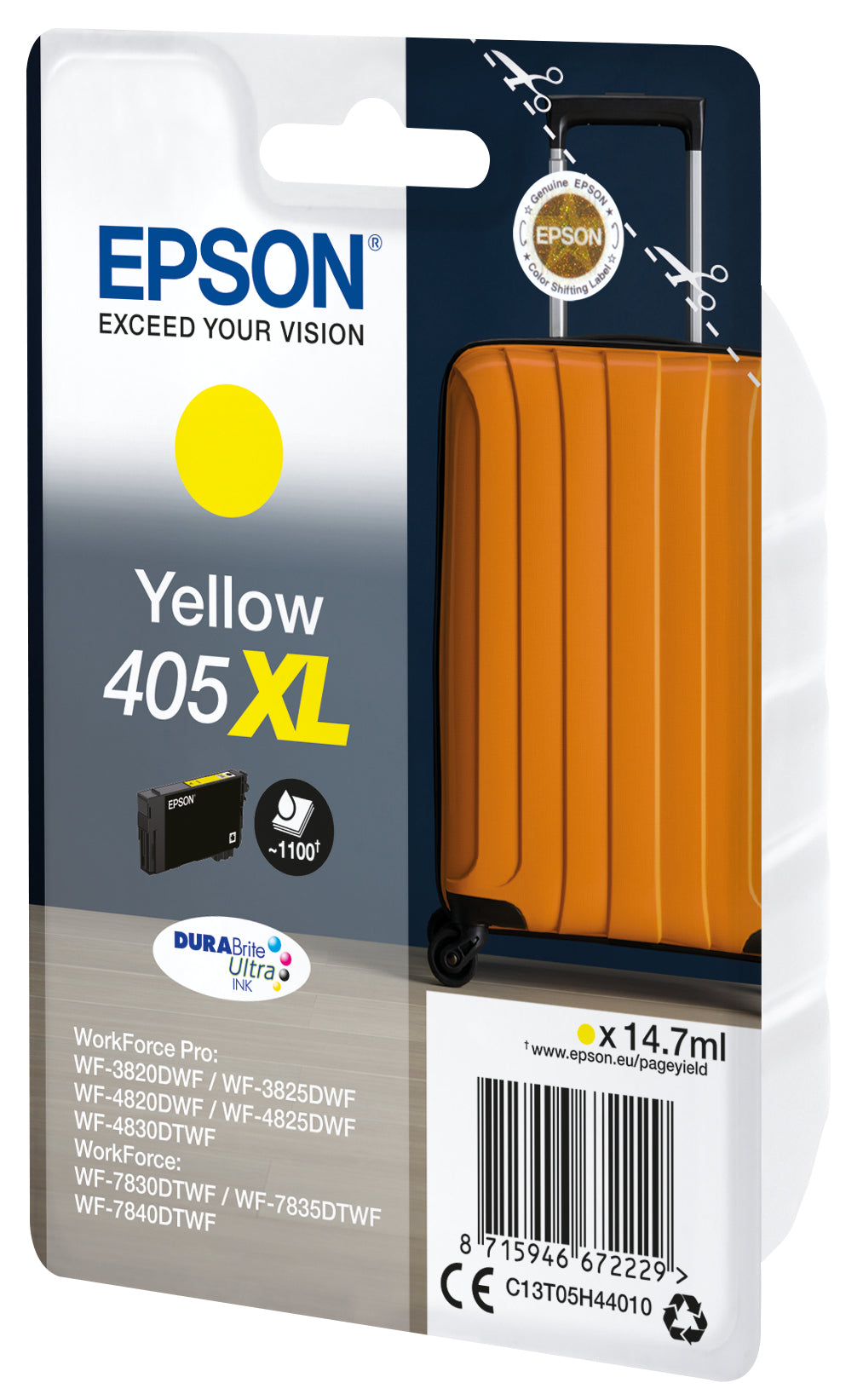 Epson 405XL Gelbe Tintenpatrone (Original) – 14,7 ml – für Epson WorkForce/WorkForce Pro