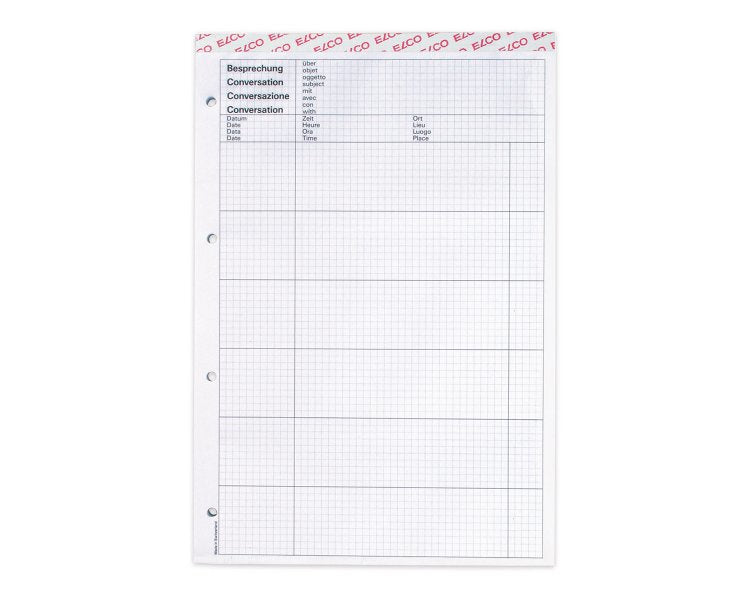 Elco Besprechungsblock A4, kariert, Klammerheftung, 80 Blatt, 4-fach gelocht, perforiert, 80 g/m² – weiss
