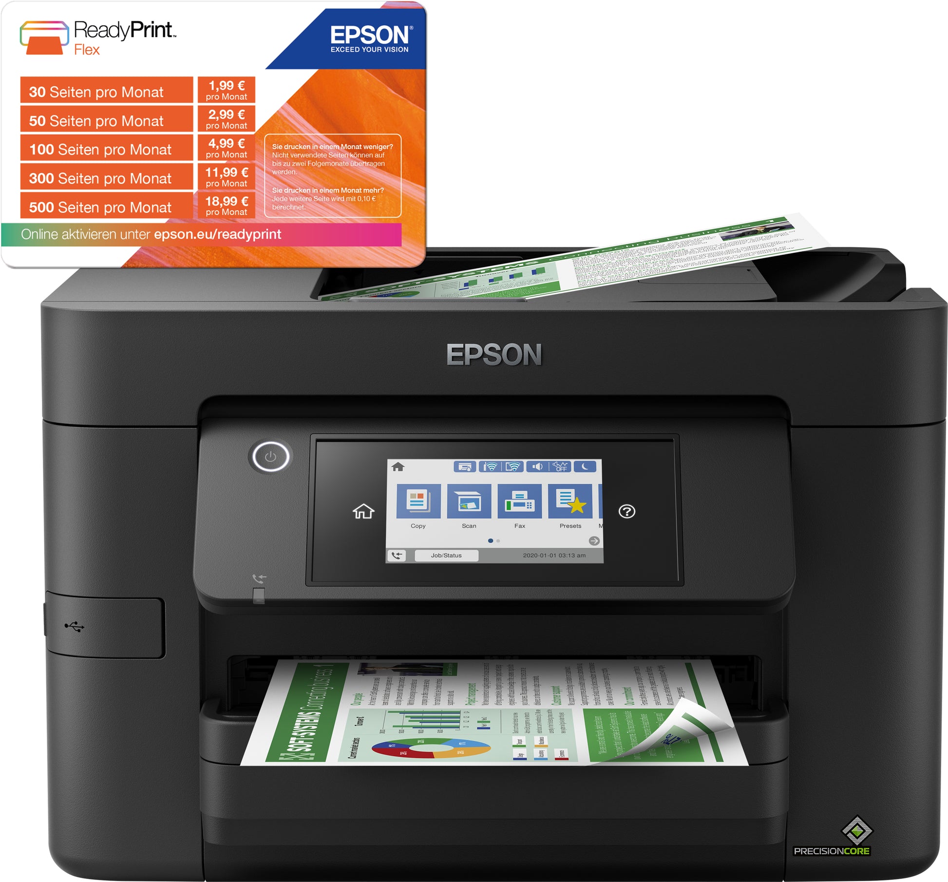Epson WorkForce Pro WF-4825DWF – Farbtintenstrahl-Multifunktionsdrucker, A4, 4-in-1, Duplex, ADF, WLAN/LAN