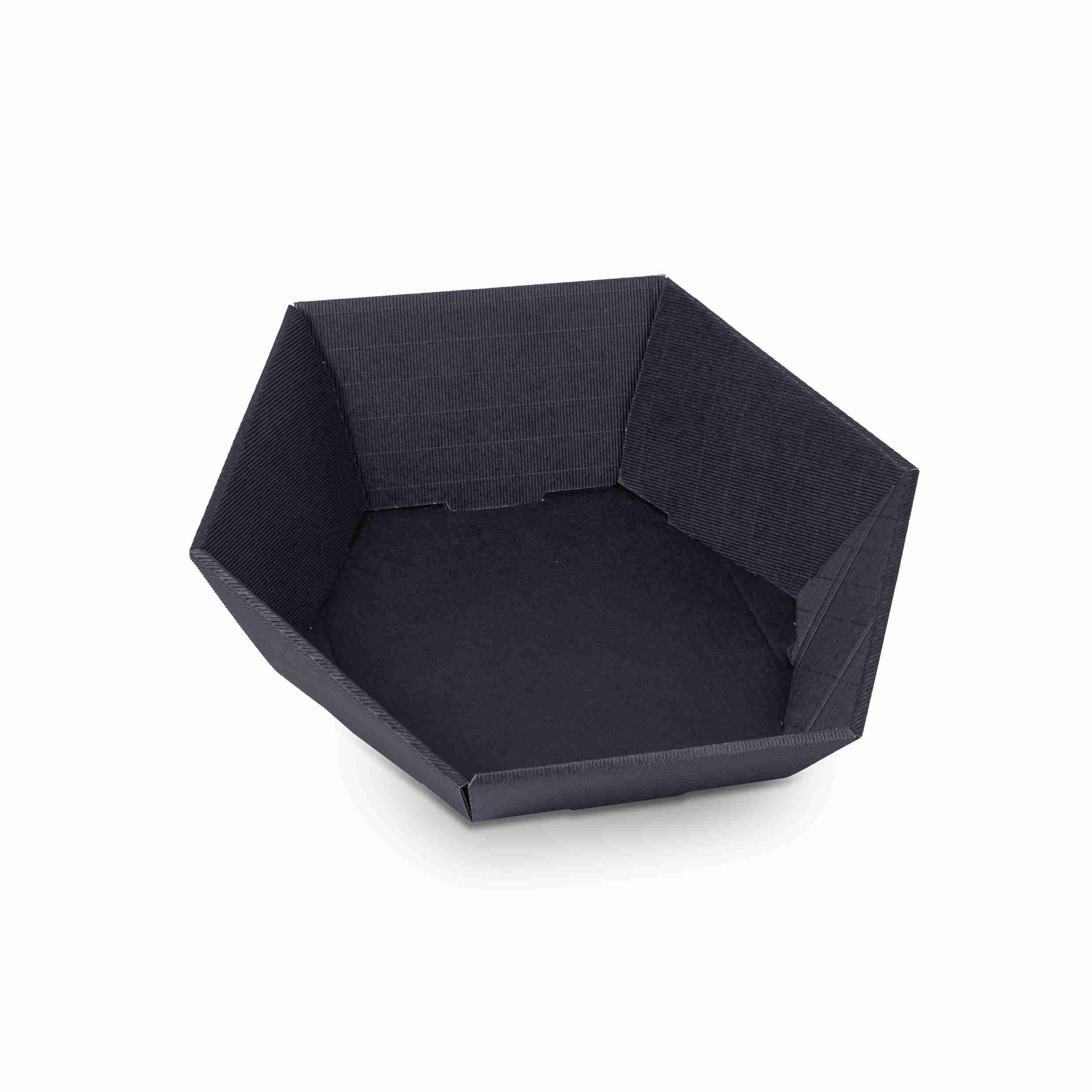 Geschenkkorb sechseckig schwarz – Innenmass 465 × 90 × 415 mm – 1 Stk., ab 20 Stk.
