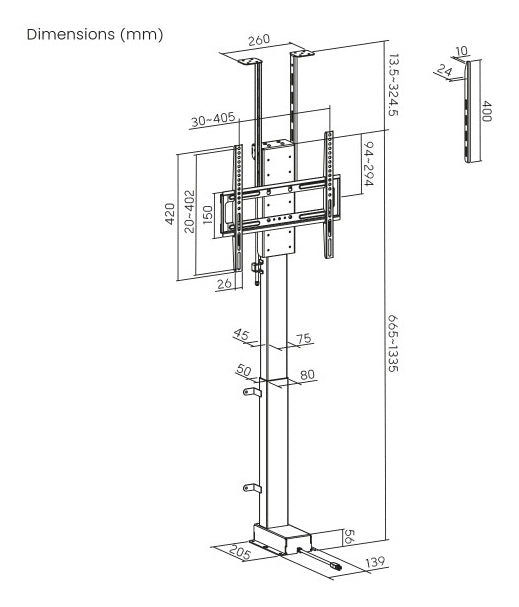myWall My Wall HP 66-1 – Displayständer, Full-Motion, motorisiert, für 32–48", VESA 200×200–400×400, bis 60 kg
