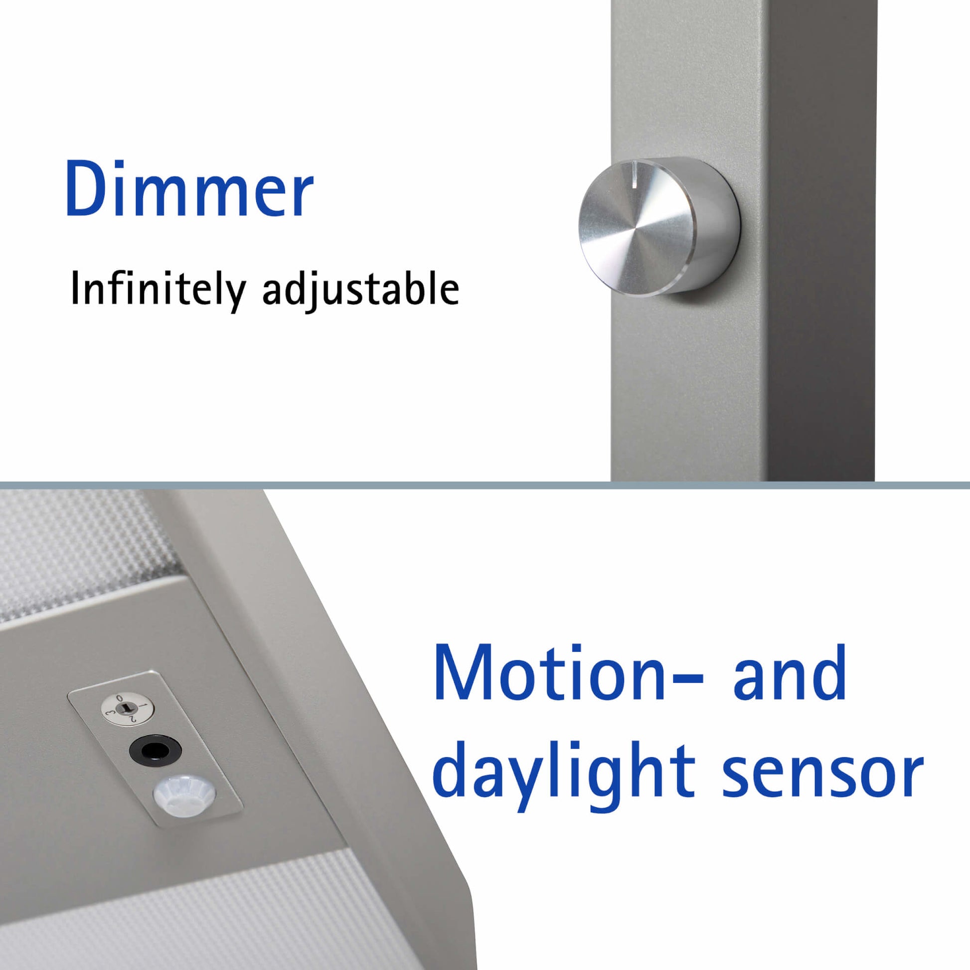 MAUL LED Tischleuchte – Klemmfuss, Bewegungssensor, dimmbar – 4000 K – 7'200 lm 80 W – Silber Aluminium