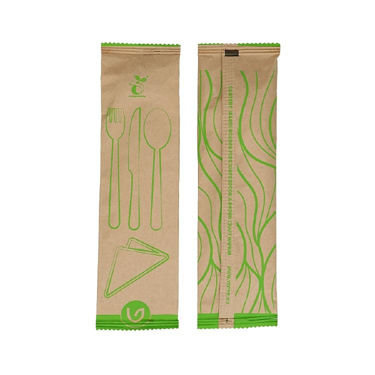 Verive Besteck-Set 4-tlg., gewachstes Birkenholz – OK compost INDUSTRIAL – 100 Stk.