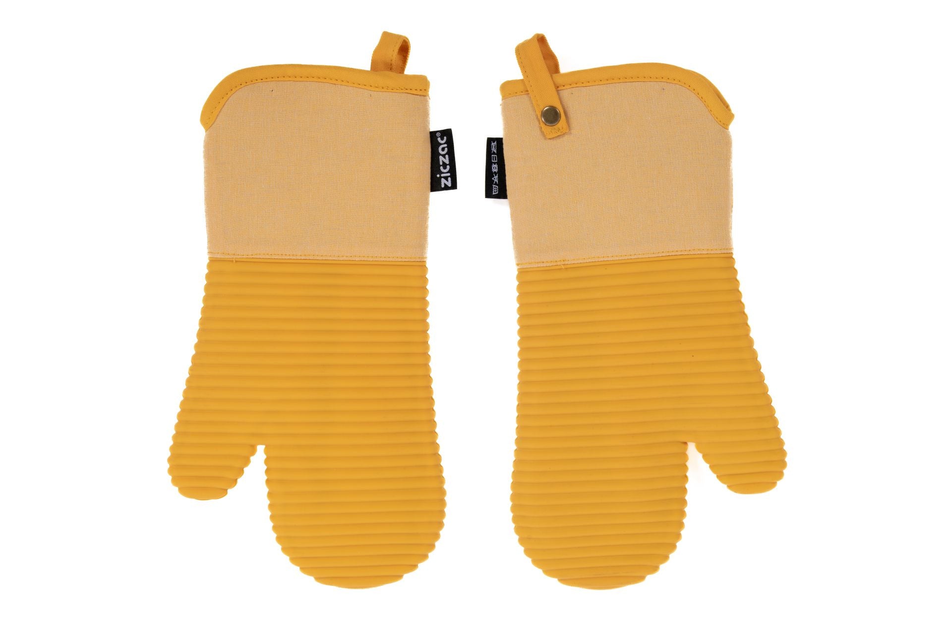 Tiseco SILO – Topfhandschuhe 2er-Set, 18 × 33 cm, Baumwolle/Silikon, rutschfest, Gelb