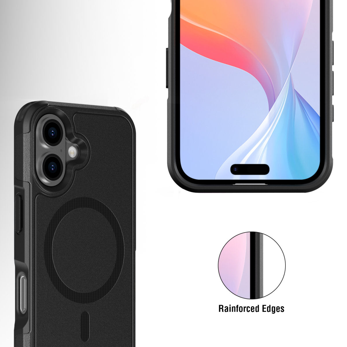 4smarts Backcover – für Apple iPhone 16 – schwarz – TPU/PC – MagSafe-kompatibel, stossfest