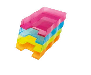 Styro Briefkorb – mit Beschriftungsfeld, glänzend, blau transluzent, B 255 × H 62 × T 355 mm
