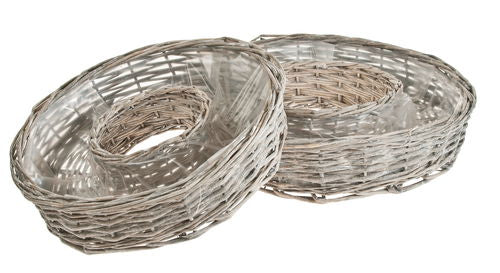 Opiflor Korb – Weide, weiss – 2-teilig – Ø 30 × 7,5 & 24 × 6 cm