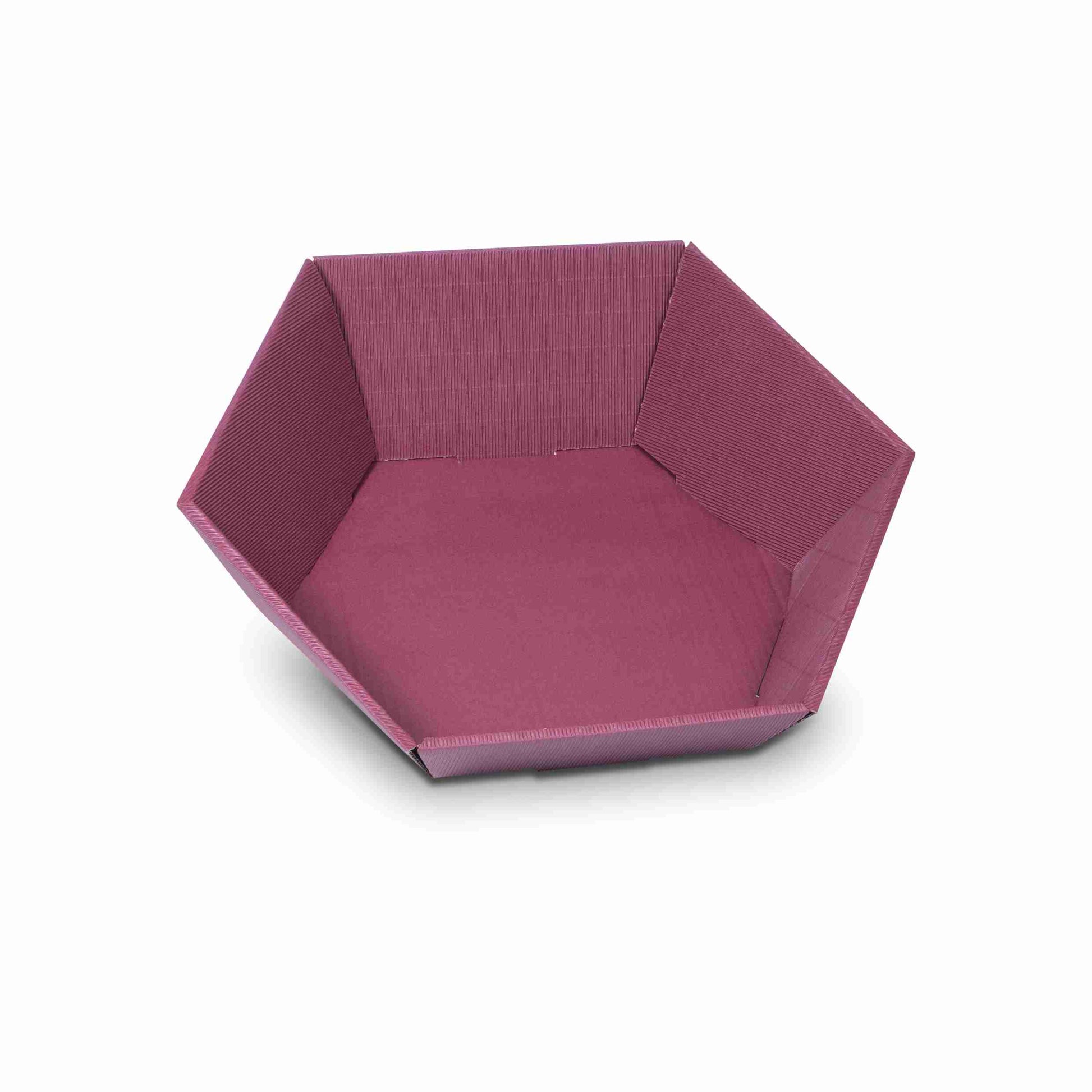 Model Geschenkkorb sechseckig weinrot – Innenmass 465 × 90 × 415 mm – 1 Stk., ab 200 Stk.