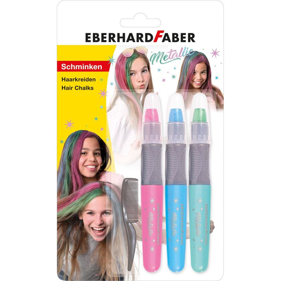 Eberhard Faber Haarkreiden – 4-teilig, sortiert, metallic, deckend, wasserlöslich